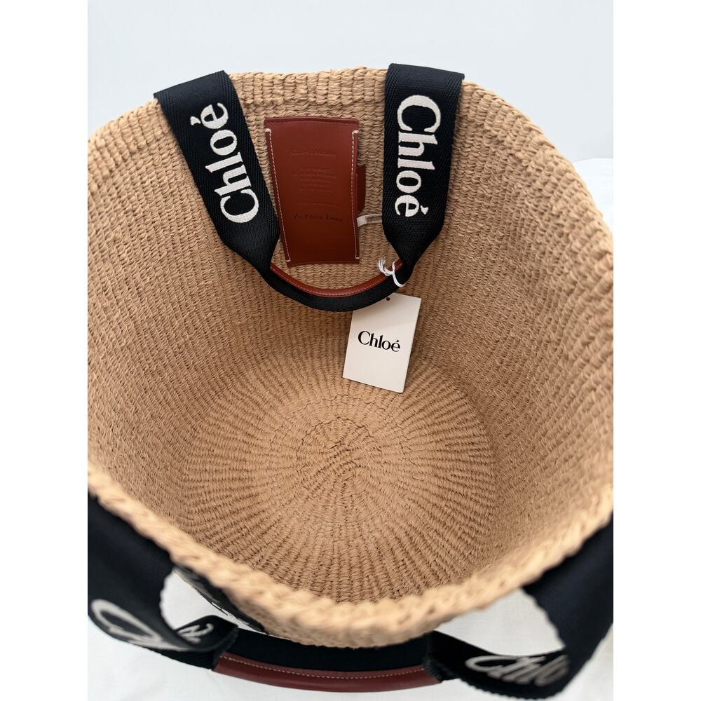 BRAND NEW CHLOE RAFFIA STRAW BASKET LARGE WOODY TOTE BAG NWT AUTHENTIC! - Picture 12 of 15